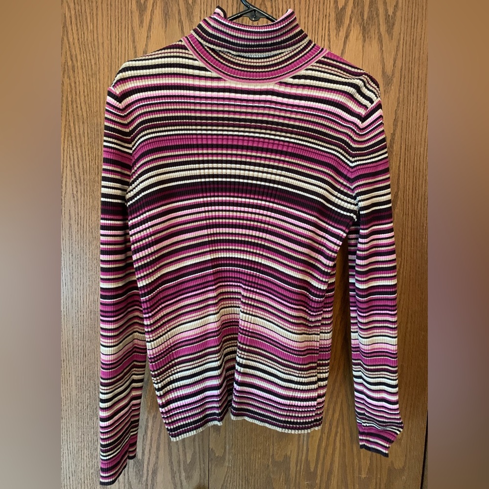 Jones New York  Size XL Turtleneck Pink/Blk/Wht